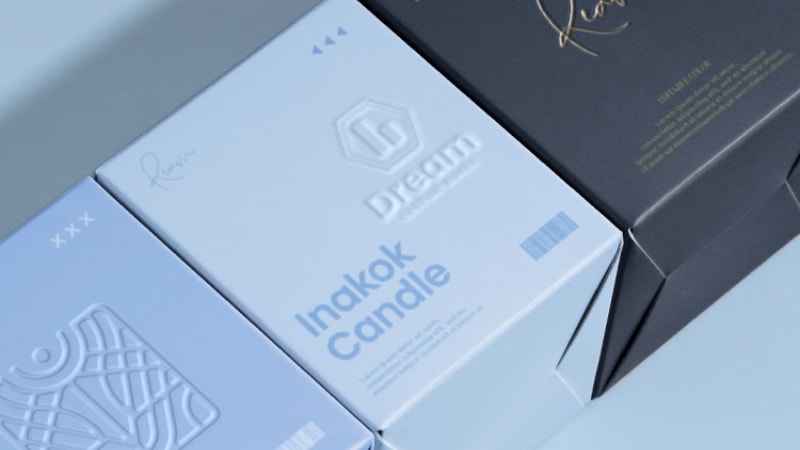 showing examples of embossed and debossed packaging